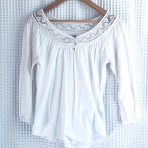 Lucky Brand mesh lace white top size XS